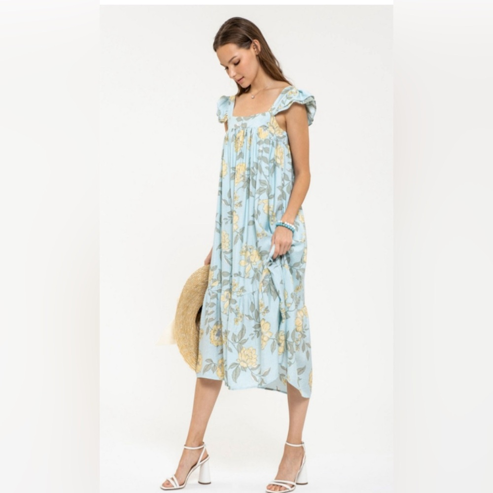 August Sky Short Sleeve Floral Dress Multicolor
